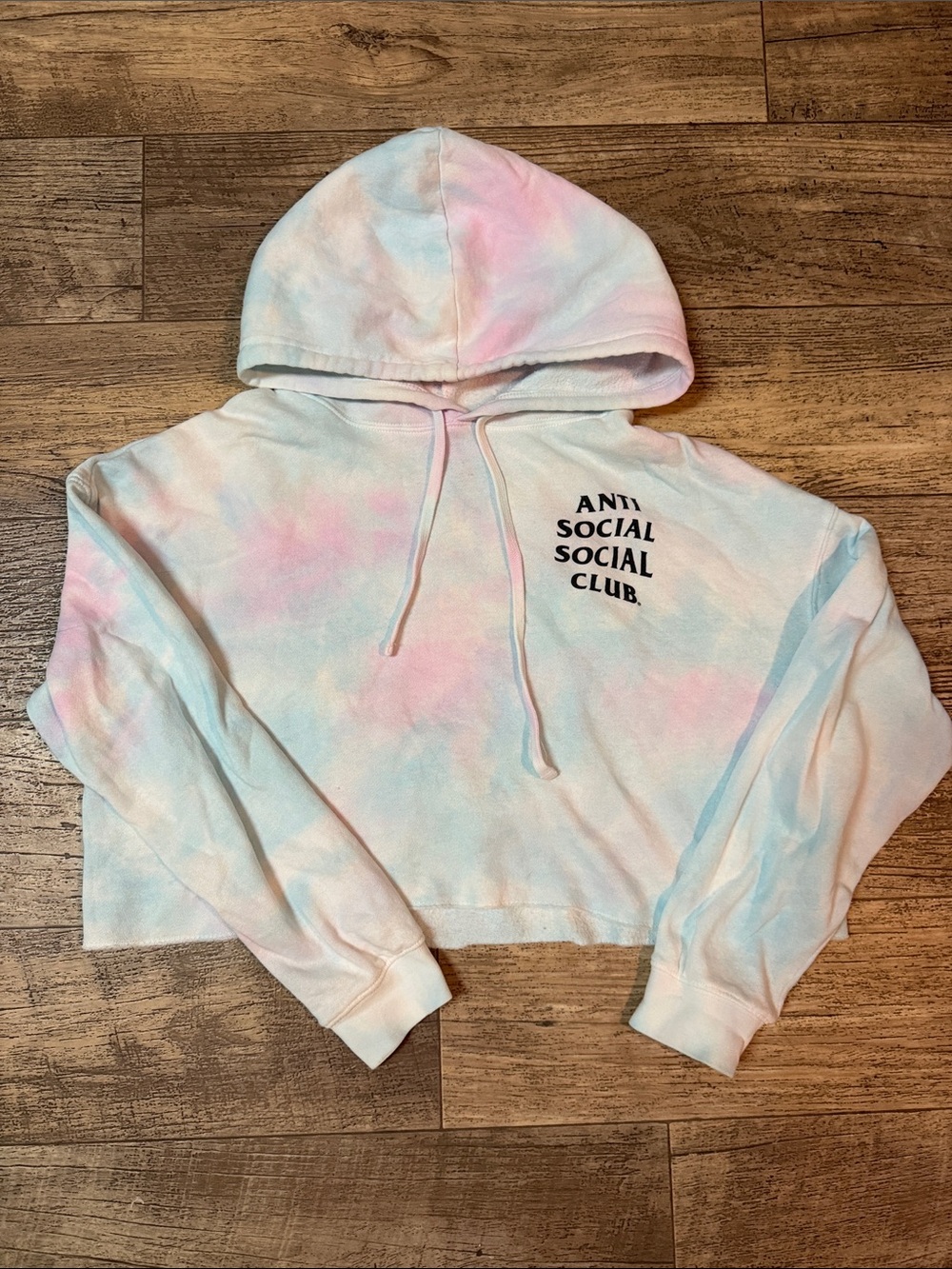 Authentic Anti Social Social Club Bubble Gum Pastel Tie-Dye Cropped Hoodie